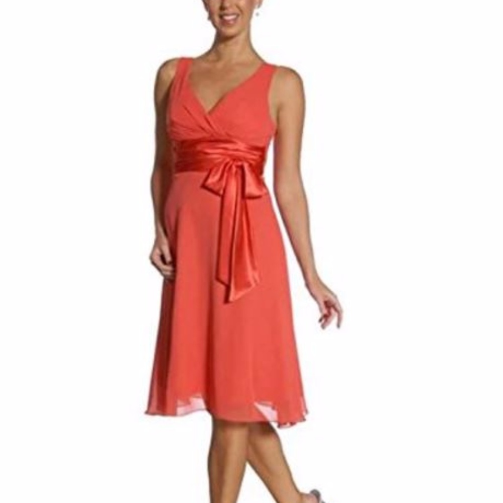 Coral Satin Trim Cocktail Party Dress XXL NWT